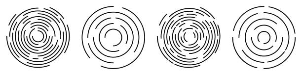 Concentric circles set Concentric circles set. Ripple circular shapes. Vector illustration isolated on white background radius circle stock illustrations