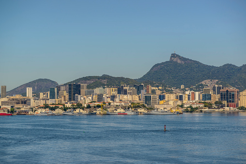 Rio de janeiro Brazil. City center seen from the Rio-Niteroi bridge on a sunny morning on September 1, 2022.