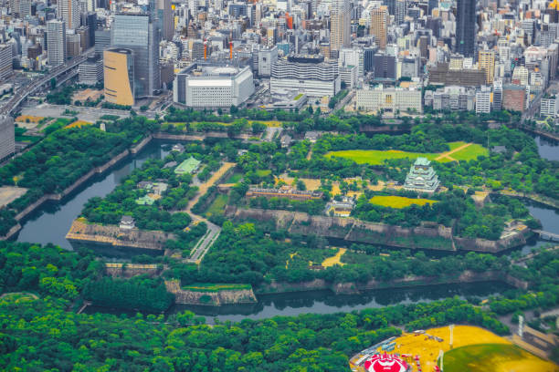 istock Osaka Castle and Osaka townscape 1422359383