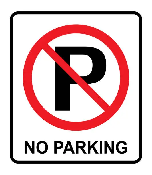 Vector illustration of No vehicle parking placard, vector