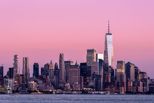 New York City - Lower Manhattan skyline at golden hour