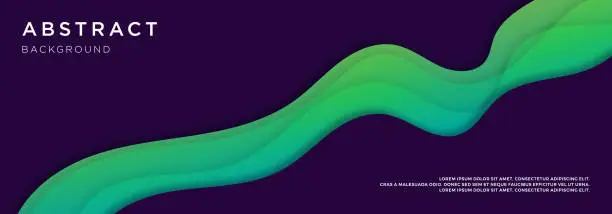 Vector illustration of Blue and green gradient liquid abstract geometric background. Decoration papercut with wavy layers