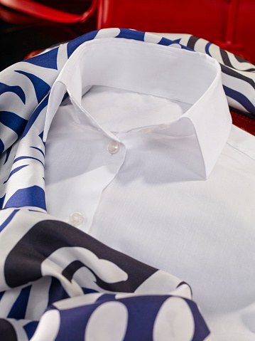 Shirt and scarf detail