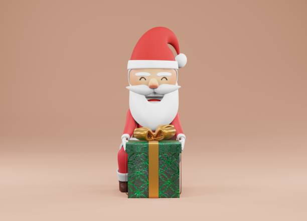 istock 3d render , Christmas celebration. Santa Claus opening gift box 1422386686