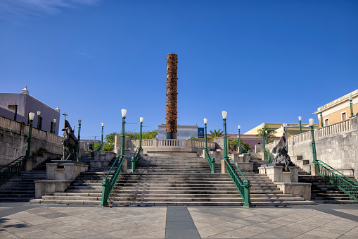 A totem pole at Plaza del Quinto Centenario, Old San Juan, Puerto Rico