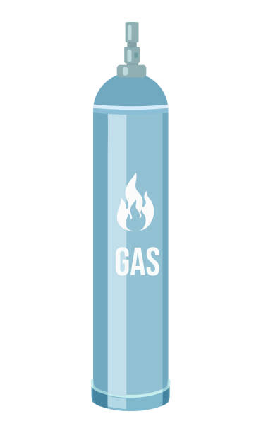 Gas cylinder vector tank. Propane bottle icon container. Oxygen gas cylinder canister fuel storage Gas cylinder vector tank. Propane bottle icon container. Oxygen gas cylinder canister fuel storage. Balloon with flammable sign. Oil fuel metal safety. Safe butane and propane, oxygen equipment gas cylinder stock illustrations