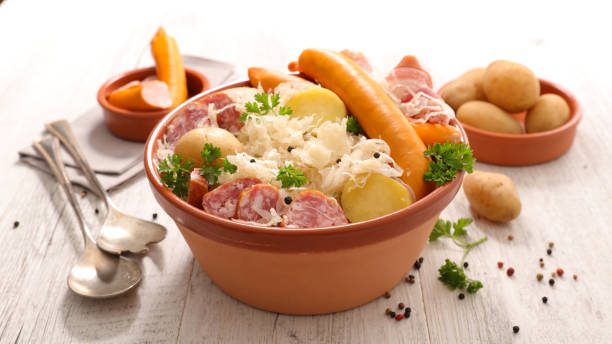 istock sauerkraut- cabbage with meats and potato 1422408264
