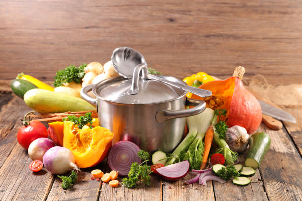 istock Preparation of vegetable soup (casserole and vegetables) 1422408809