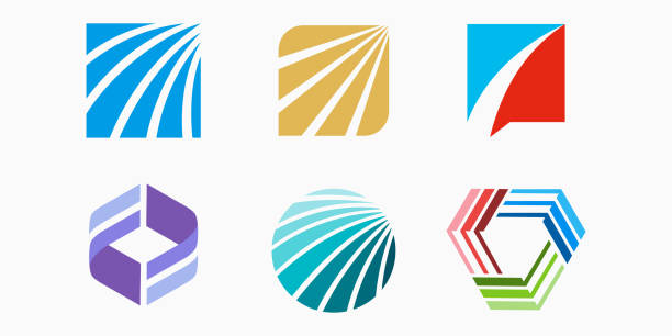 креативный современный набор иконок логотипа swoosh. векторная иллюстрация бизнес-консалтинга - логотип stock illustrations