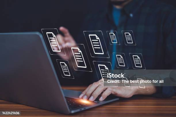 Document Rest For Using Computer Businessman Using Computer Document Management Concept Online ...