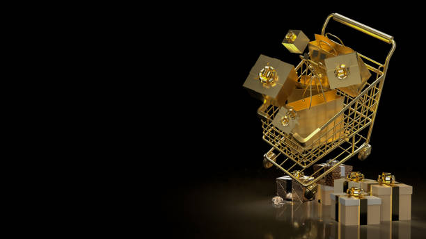istock The gold shopping cart for Black Friday concept 3d rendering 1422421408