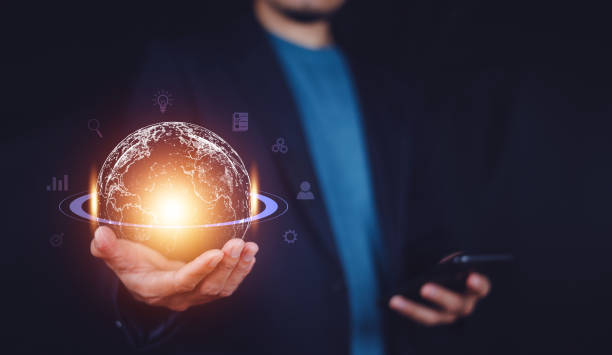istock Businessman Business global internet connection application technology and digital marketing and virtual Global Internet connection metaverse. 1422421494