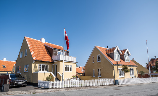 Characteristic yellow houses in Skagen