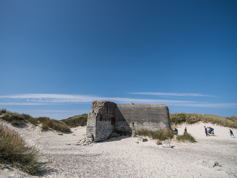 Concrete bunkers on Skagen beach.