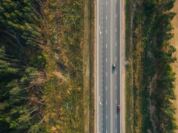 istock Suburban highway, directly above 1422427795