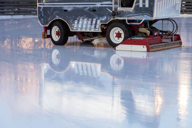 istock Ice rink service is in progress, machinery for ice renovation 1422427960