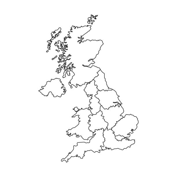 illustrations, cliparts, dessins animés et icônes de carte de la région du royaume-uni. illustration vectorielle. - uk map regions england