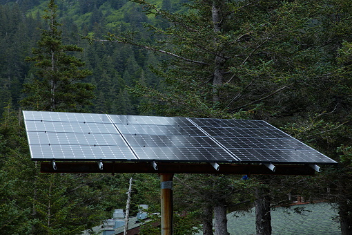 Solar cells on Fox Island in Kenai Fjords National Park in Alaska, United States,North America