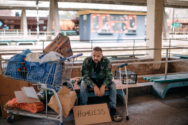 Homeless man stock photo