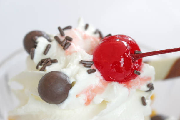 istock Macro of a candied cherry on a dessert 1422449454