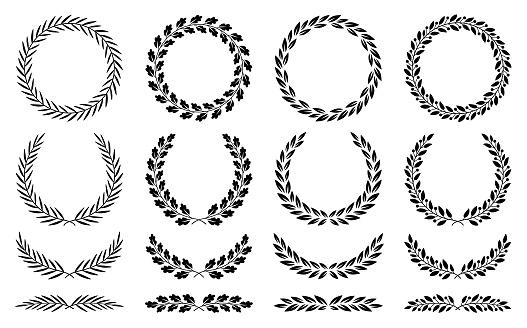 Set of floral wreaths and dividers. Vector design elements.