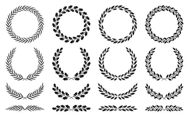 Vector illustration of Floral wreaths and dividers