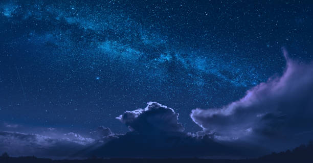 istock Panorama of night cloudy sky 1422455055