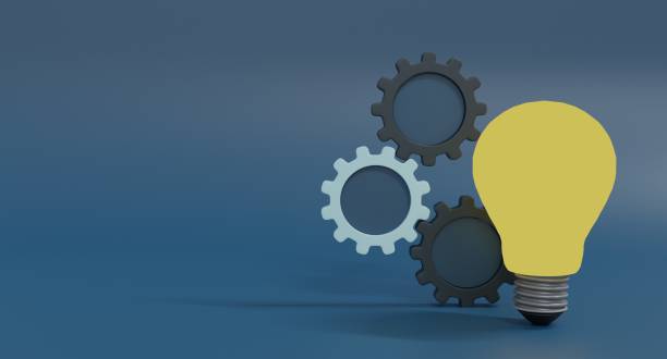 istock Idea or innovation bulb with gears.interact with gears and lamp.creative business idea.3d render illustration. 1422460957