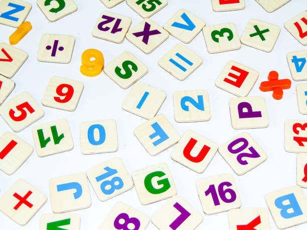 istock colored letters and numbers isolated on white. For education, school 1422466694