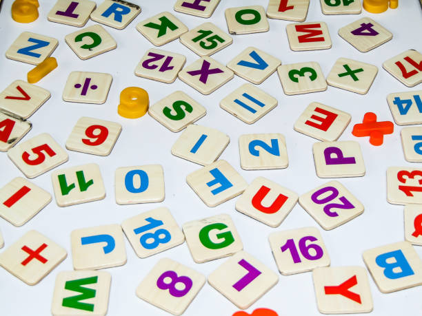 istock colored letters and numbers isolated on white. For education, school 1422466704