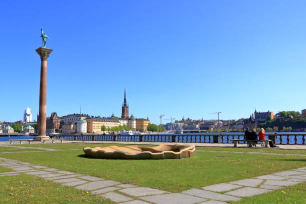 May 24 2022 - Stockholm in Sweden: The island Riddarholmen with court houses and the church Riddarholmskyrkan