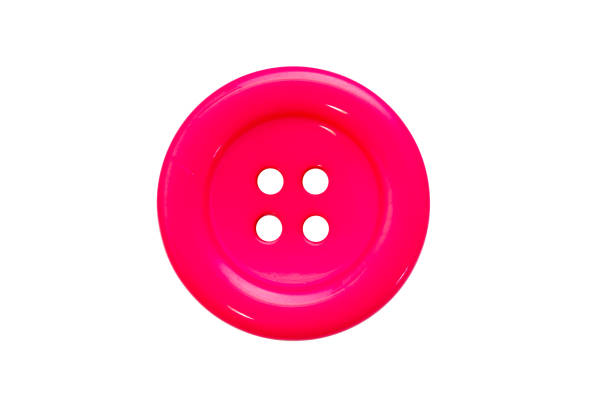 botón rosa aislado sobre superficie transparente - botón mercería fotografías e imágenes de stock