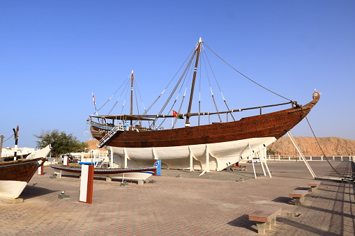 March 21 2022 - Sur in Oman: Fateh Alkhair Ship at Al Qanjah Boat Yard