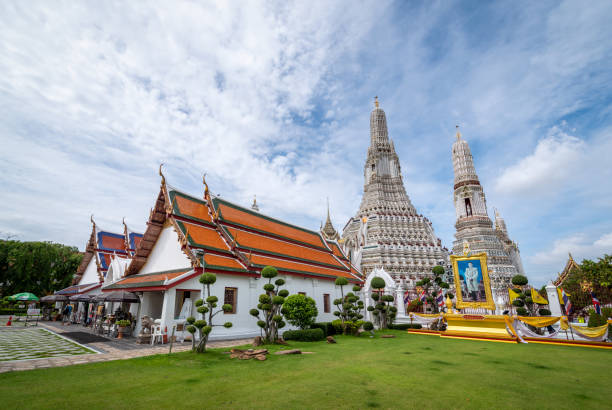 Grand palace and Wat Phra Keaw at sunset Bangkok, Thailand. Beautiful Landmark of Thailand. Temple of the Emerald Buddha. landscape of the capital city