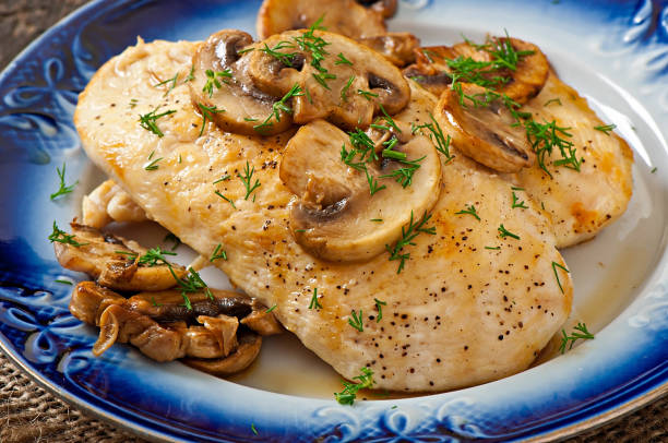istock Chicken breast grilled with mushroom 1422474295