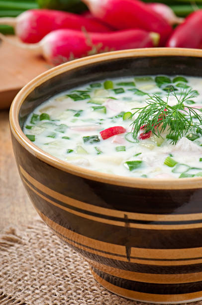 istock Cold vegetable kefir soup with eggs and greens 1422477143