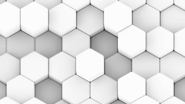 istock Abstract 3D geometric background, white grey hexagons shapes 1422479244