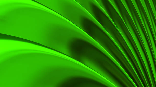 istock Green chrome metallic background, shiny striped 3D metal abstract background 1422479334