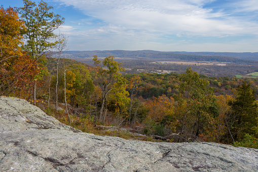 An Autumn view from the mountaintop in Jenny Jump forest in Warren County New Jersey.