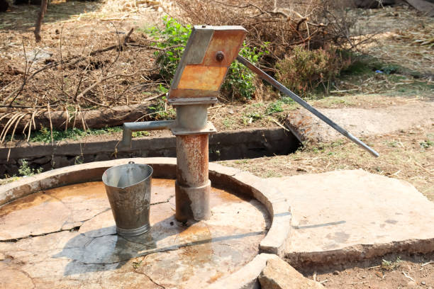 Hand Pump old method of extracting water from well in India