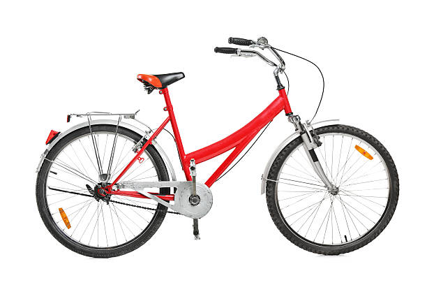 istock Side view of a red bicycle on a white background 142249756