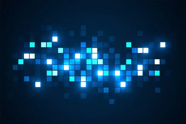 Vector illustration of Digital technology background. Digital data square blue pattern pixel background