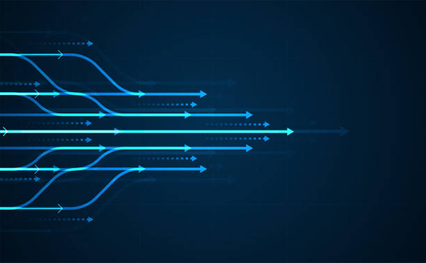 ilustrações de stock, clip art, desenhos animados e ícones de abstract arrow direction. technology background. high speed. hi-tech. - investment variation development growth