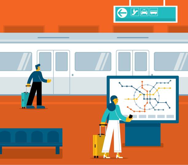 Subway train vector art illustration