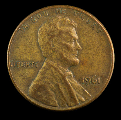 1961 plain US cent minted in Philadelphia.