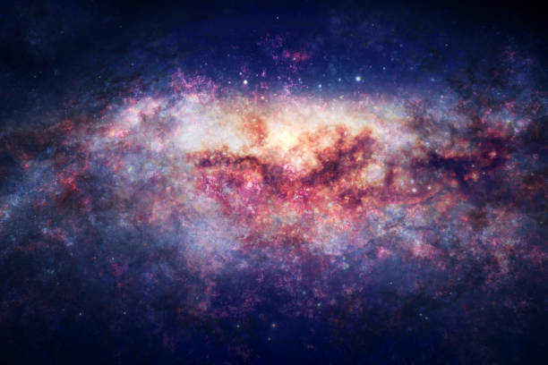 Night sky with space nebula, glowing stars and magical galaxy background
