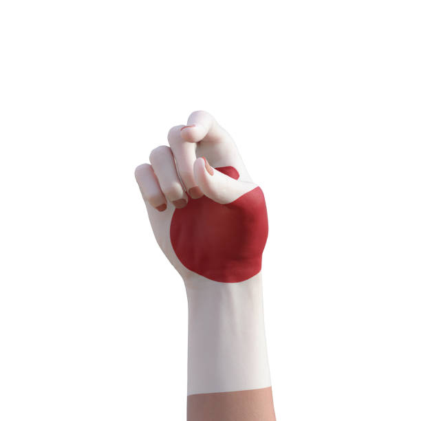 istock hand gesturing with  japanese flag tattoo, communication and nation concept 1422532082