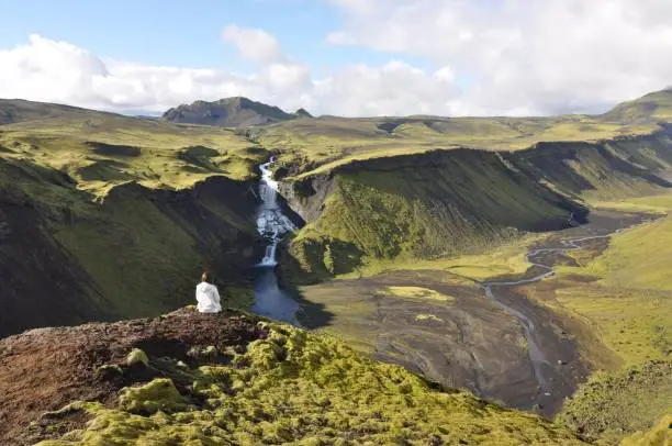 Photo of Ofaerufoss waterfall, Iceland.