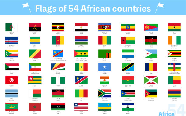 illustrations, cliparts, dessins animés et icônes de drapeaux de l’ensemble mondial de 54 pays africains - drapeau libyen