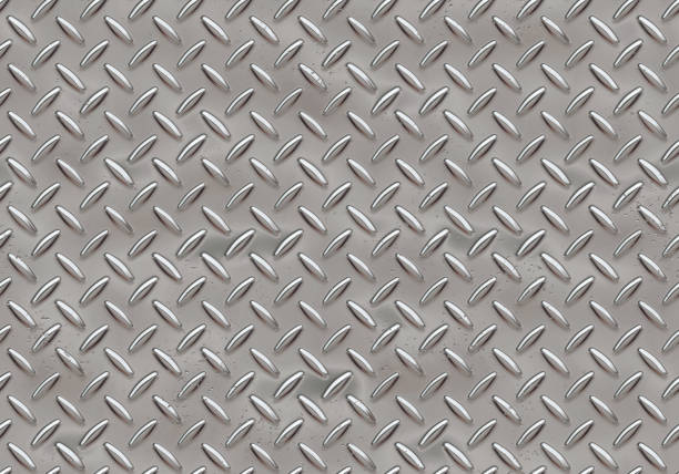 istock Metal flooring seamless pattern. Steel diamond plate, industry iron floor texture background. Rough stainless walkway 1422544839